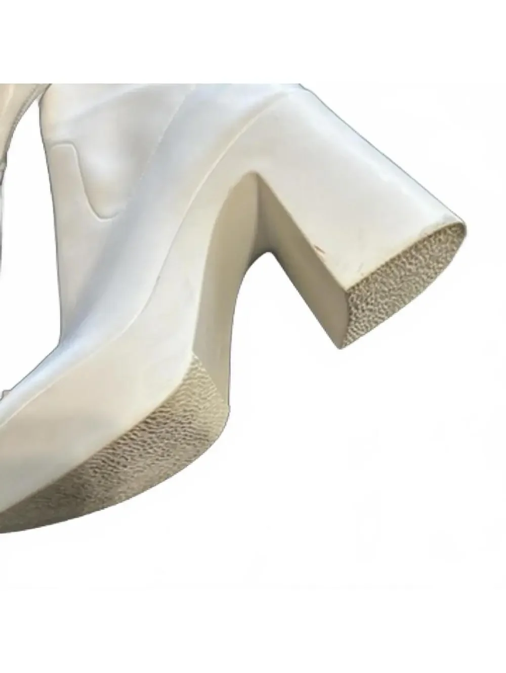 White Platform Block Heel Ankle Boots